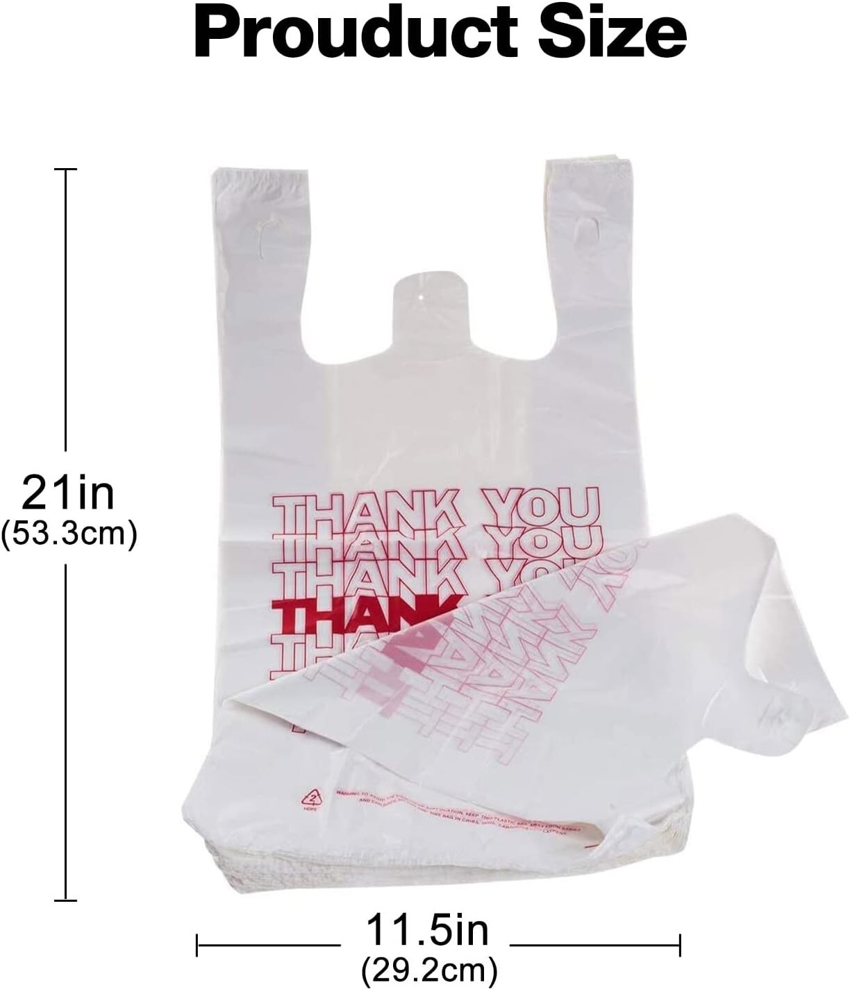 Generous Capacity Thank You Carryout Bags – Thick Reusable Design, 11.5″ x 21″