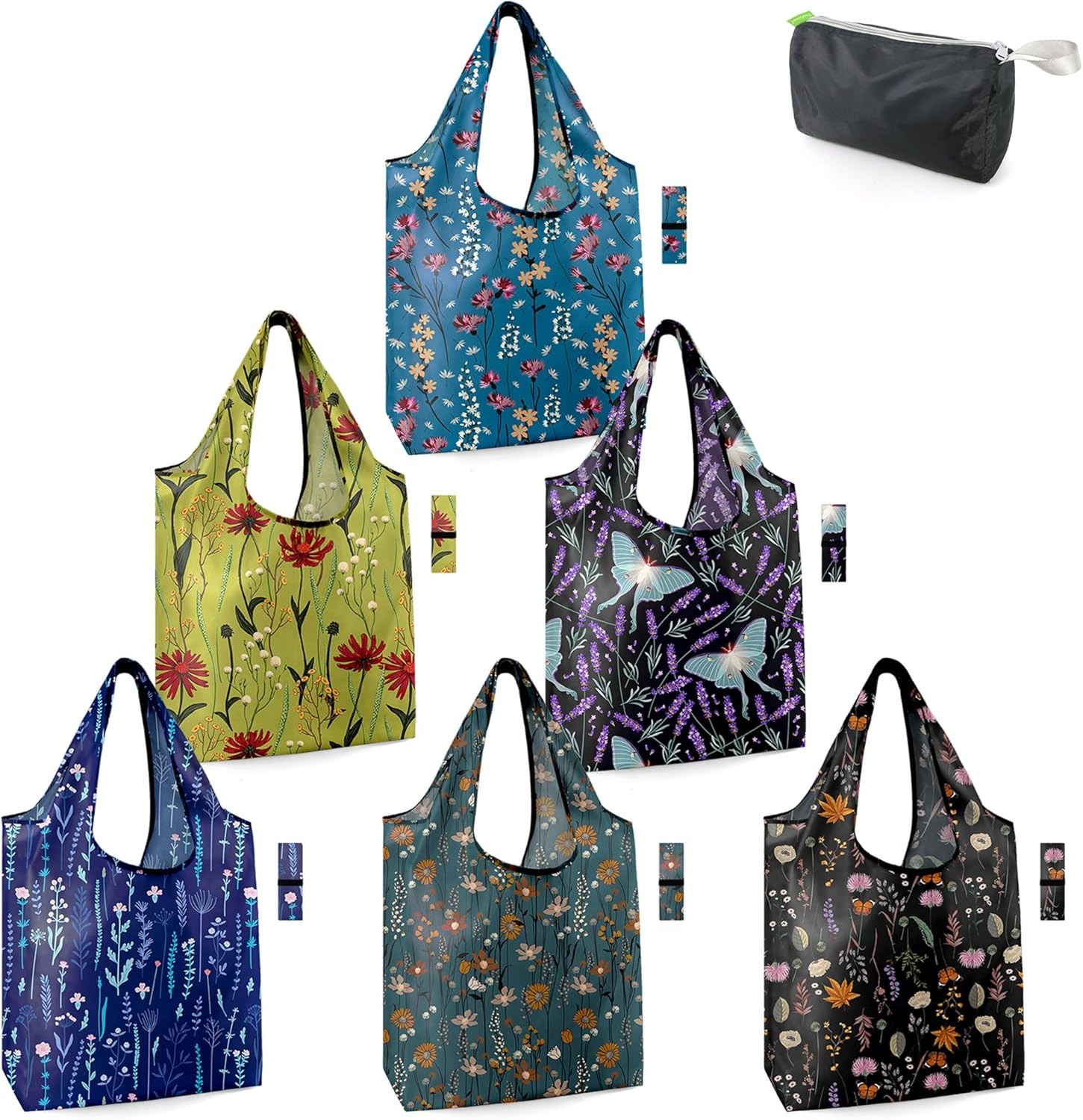 12 Packs Flower Reusable Grocery Bags Reusable Tote Bags Extra Large 50LBS Cute
