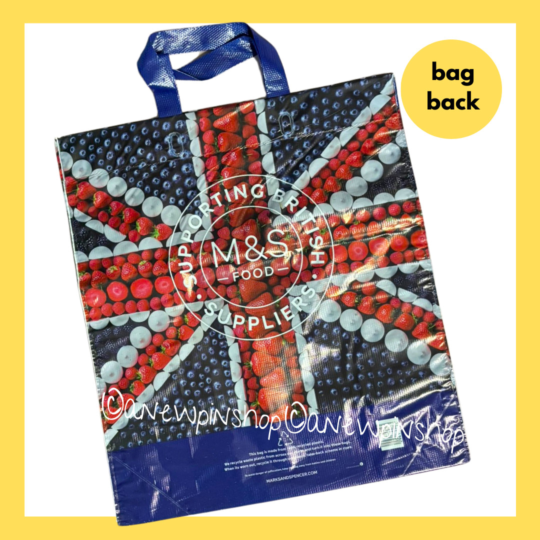 M&S Shopping Bags x2 Large Durabag Plastic Carriers Strong Durable Union Jack