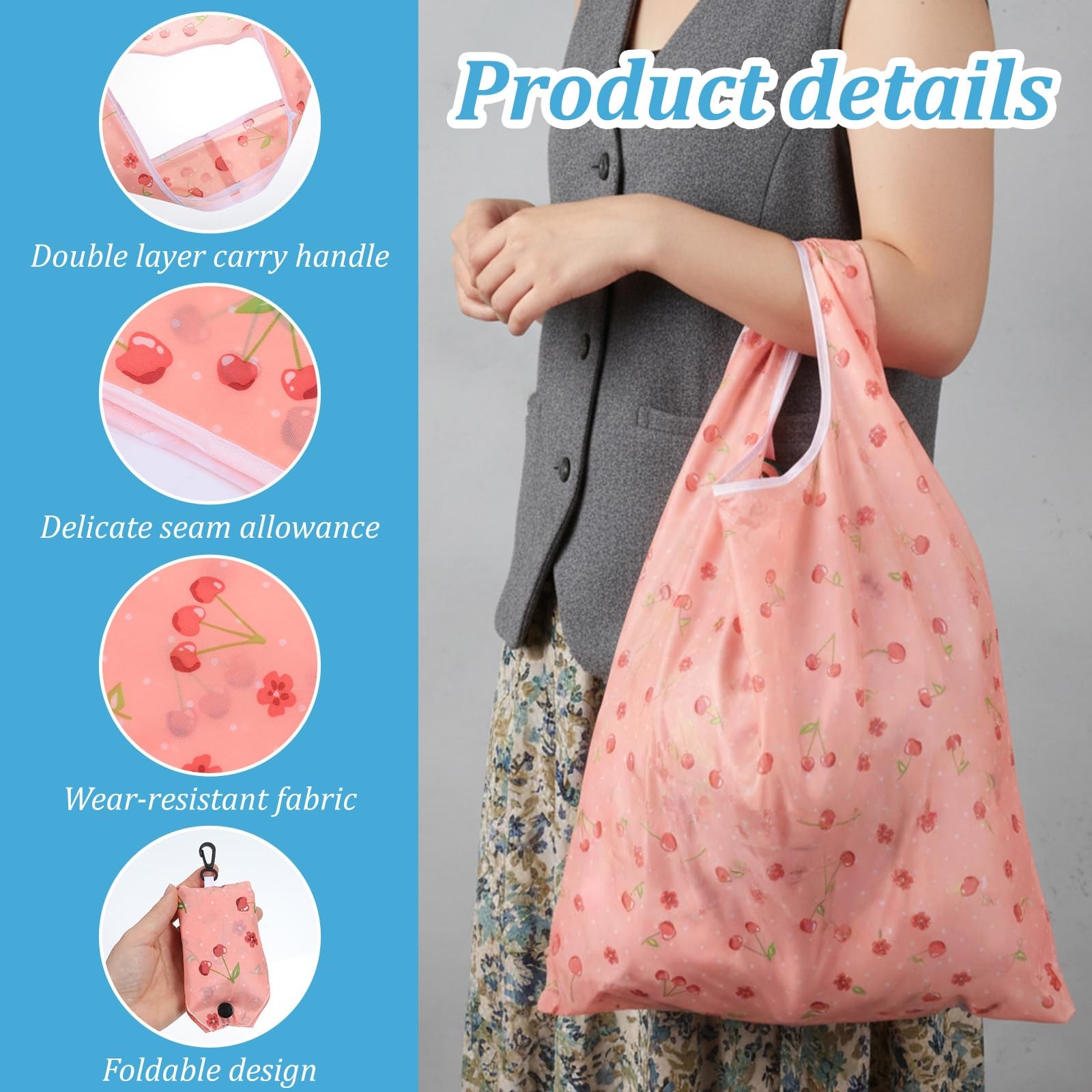 24 Pcs Foldable Reusable Shopping Bag Recycle Travel Grocery Bag Fold to Pock…