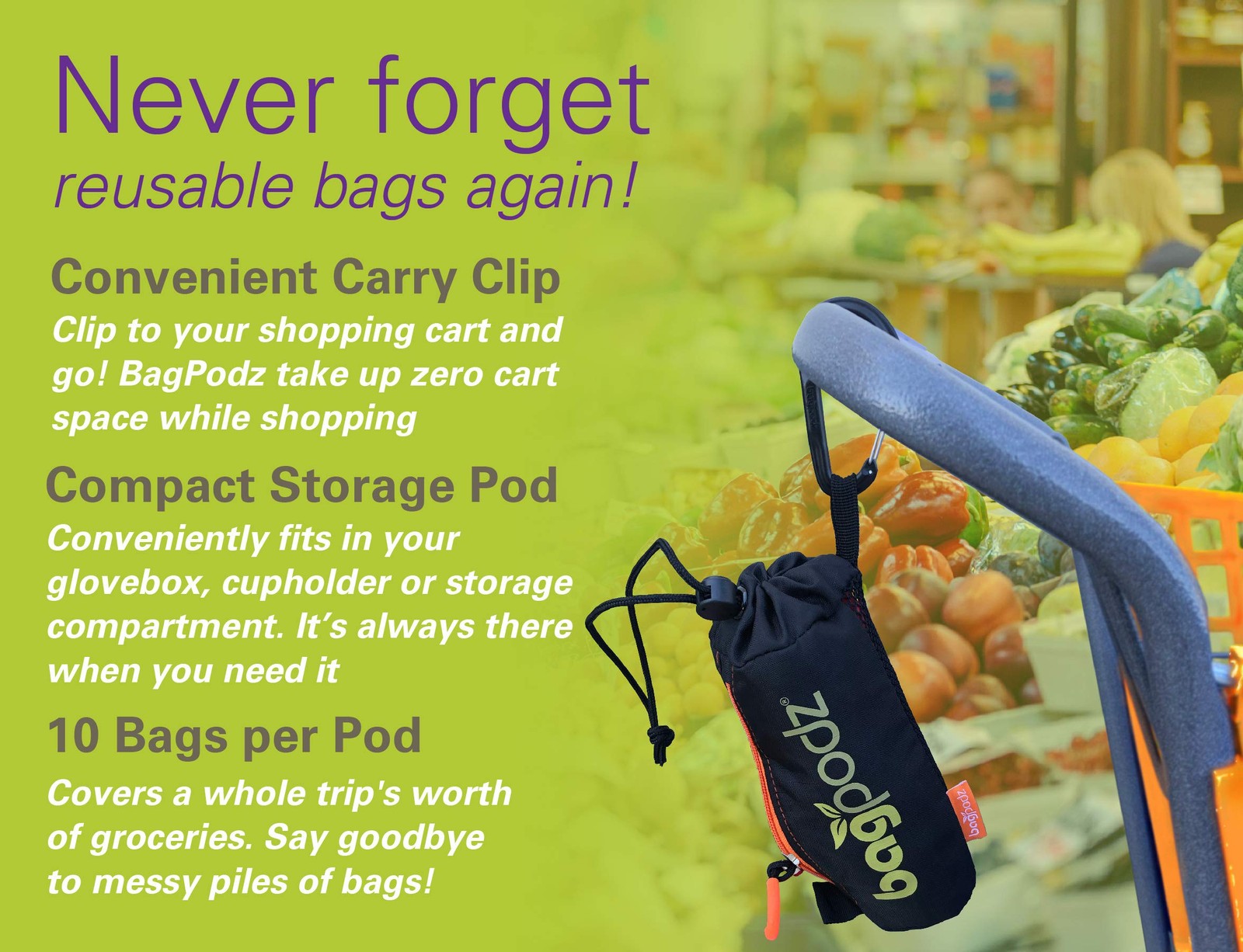 BagPodz Sturdy Reusable Grocery Bags Foldable and Washable – Made From RipSto…