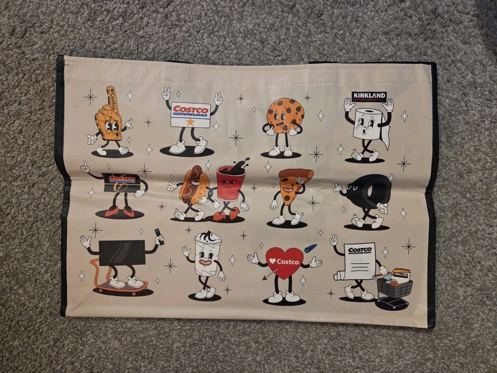 Costco Character Cartoon Reusable Shopping Tote with Bottle Holder (SINGLE BAG)