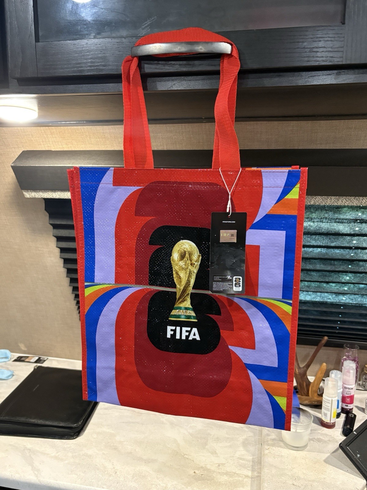 FIFA World Cup 2026 Reusable Large Tote Bag Red Blue Multicolor Graphic