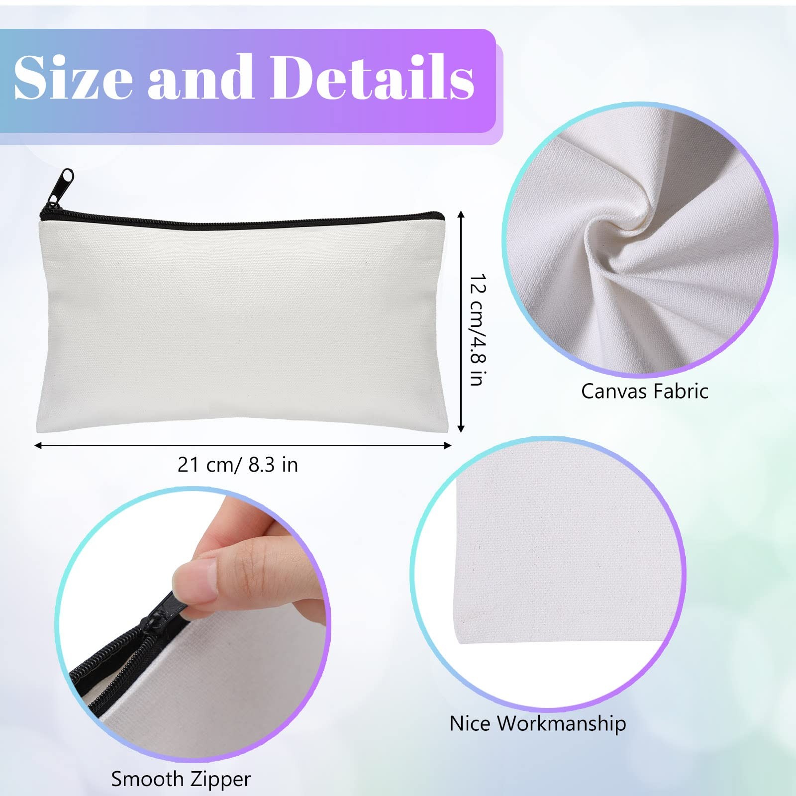 28 Piece Blank Canvas Tote and Makeup Bag Bulk Plain Cotton Tote with Handle …