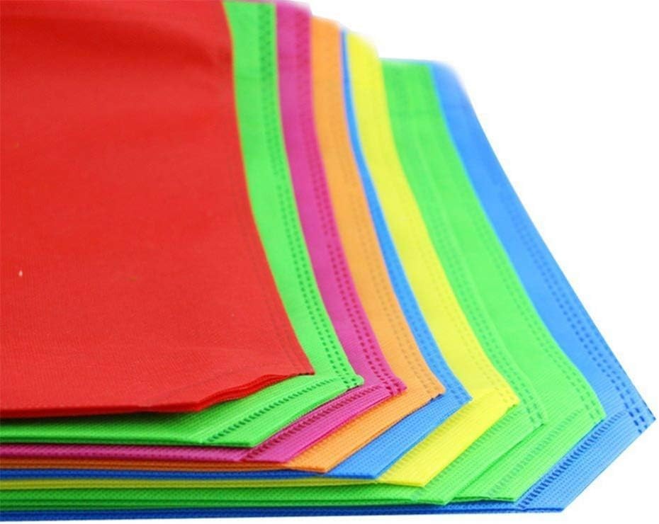 24 Pack Reusable Gift Bag with Handles, 13″ Goodie Treat Bags 8 Colors for Bi…