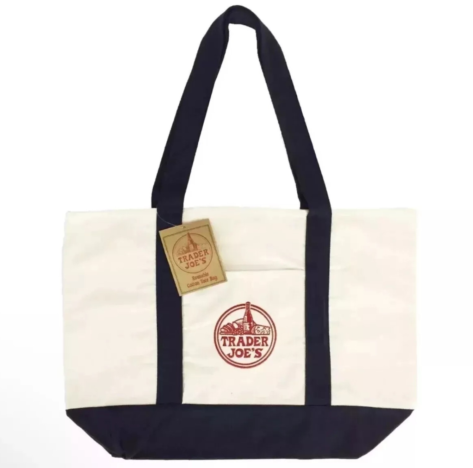 Trader Joe’s Bag Canvas Reusable Heavy Cotton Basic Style Shopping Navy Large