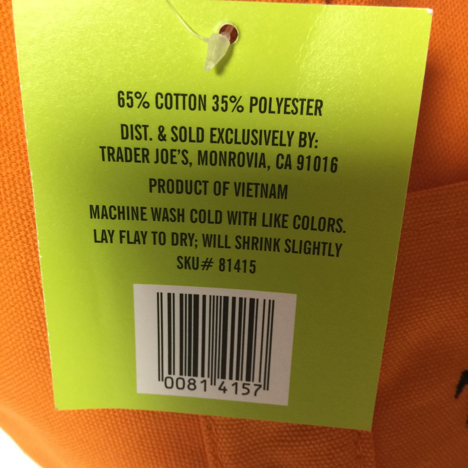 Trader Joe’s Mini Canvas Tote Bag With METAL SNAP FASTENER Halloween & Grocery