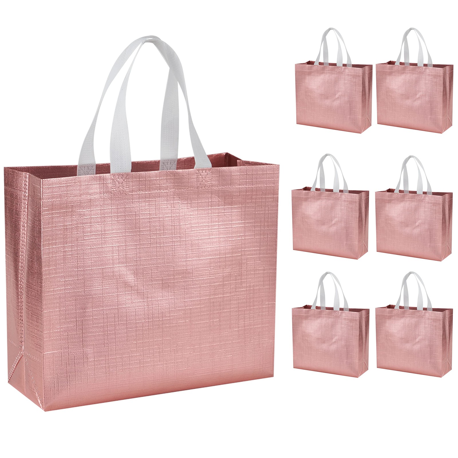 6 PCS Reusable Large Gift Bags Handles Shopping Tote Party Wedding Event