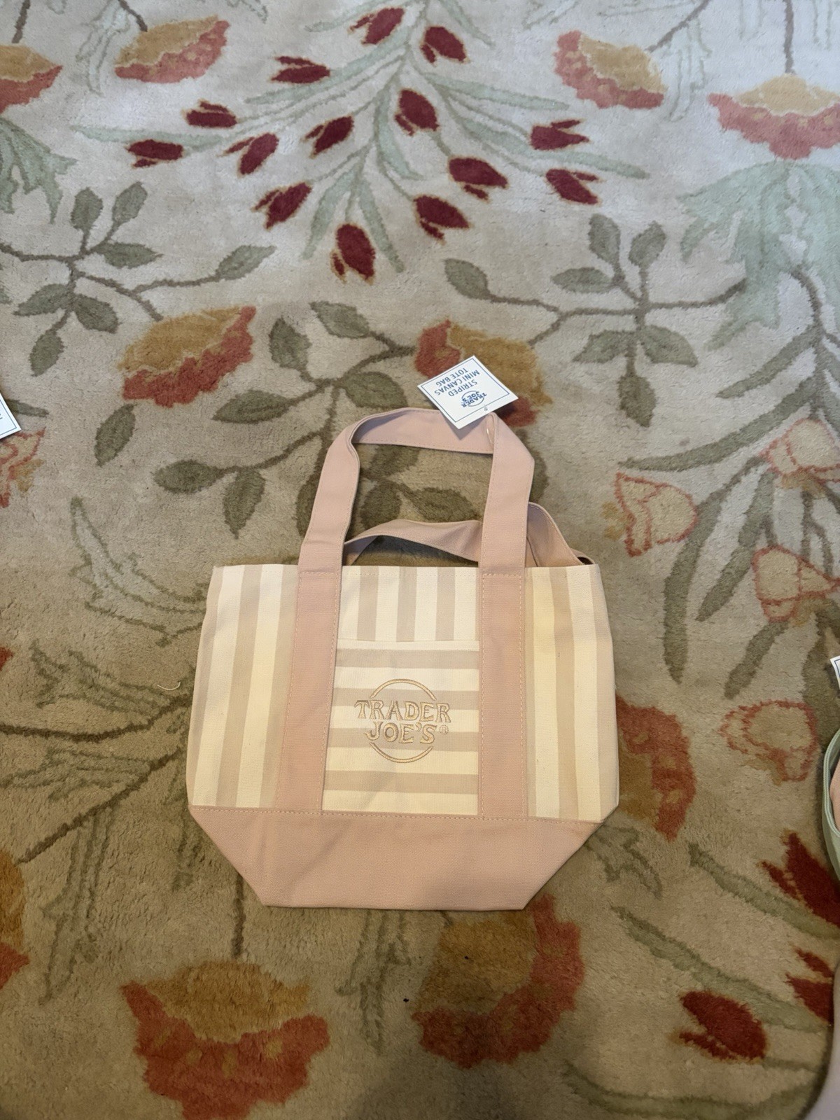 Trader Joe’s Striped Mini Canvas Tote Bag, Reusable Multicolor Shopping Bag