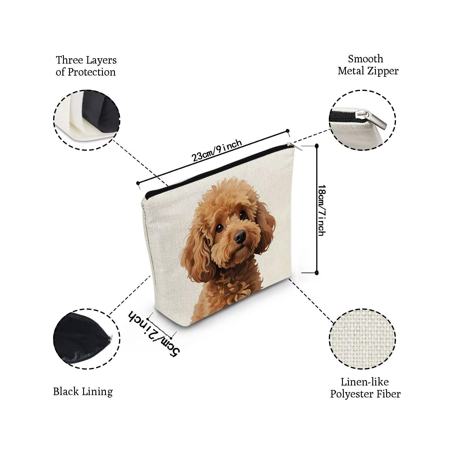 YULUENZE Poodle Print Makeup Bag Simple Organizer Canvas Samll, asnz18330