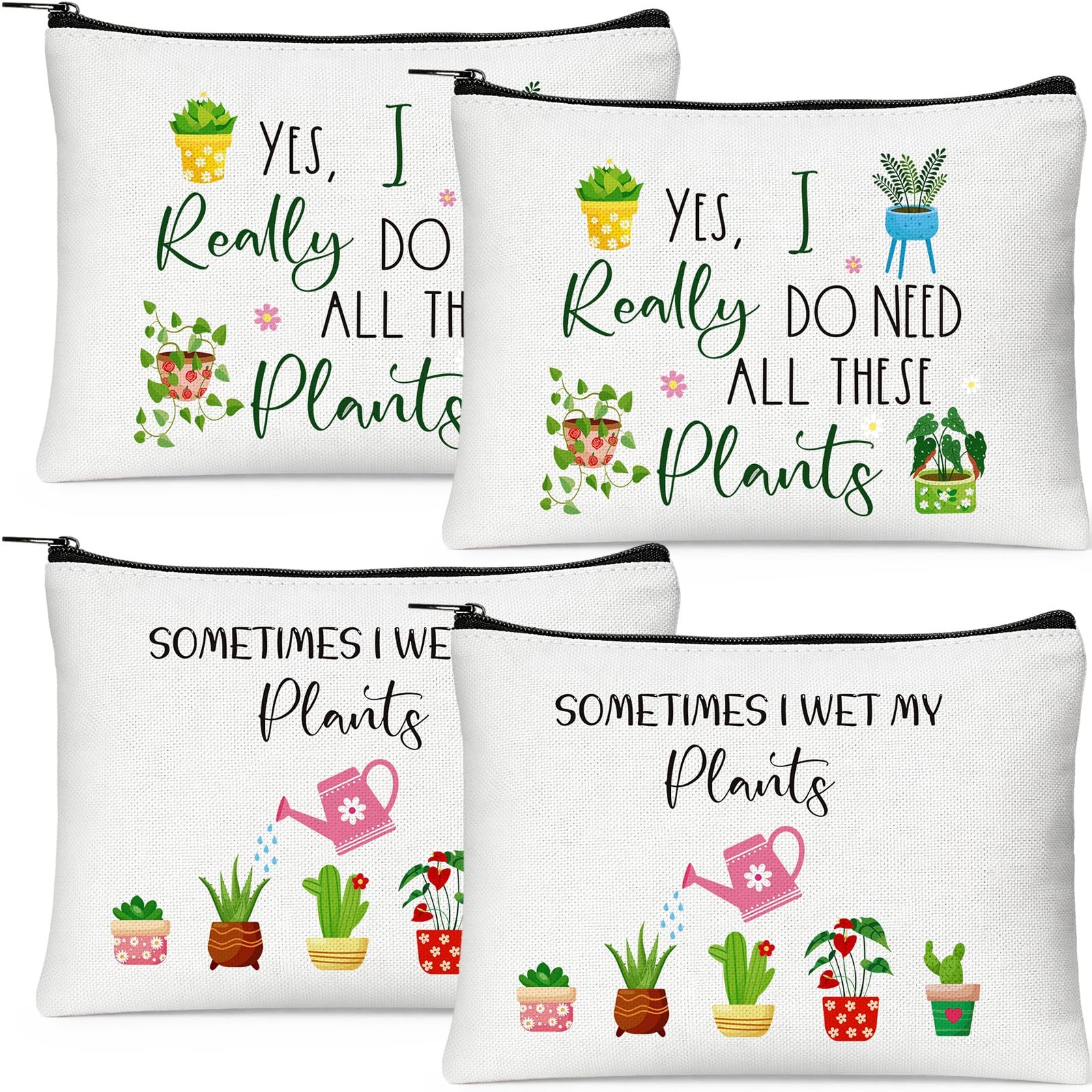 Kacctyen 4 Pcs Floral Makeup Bags Bulk Plant Lover Gifts for Women multicolor