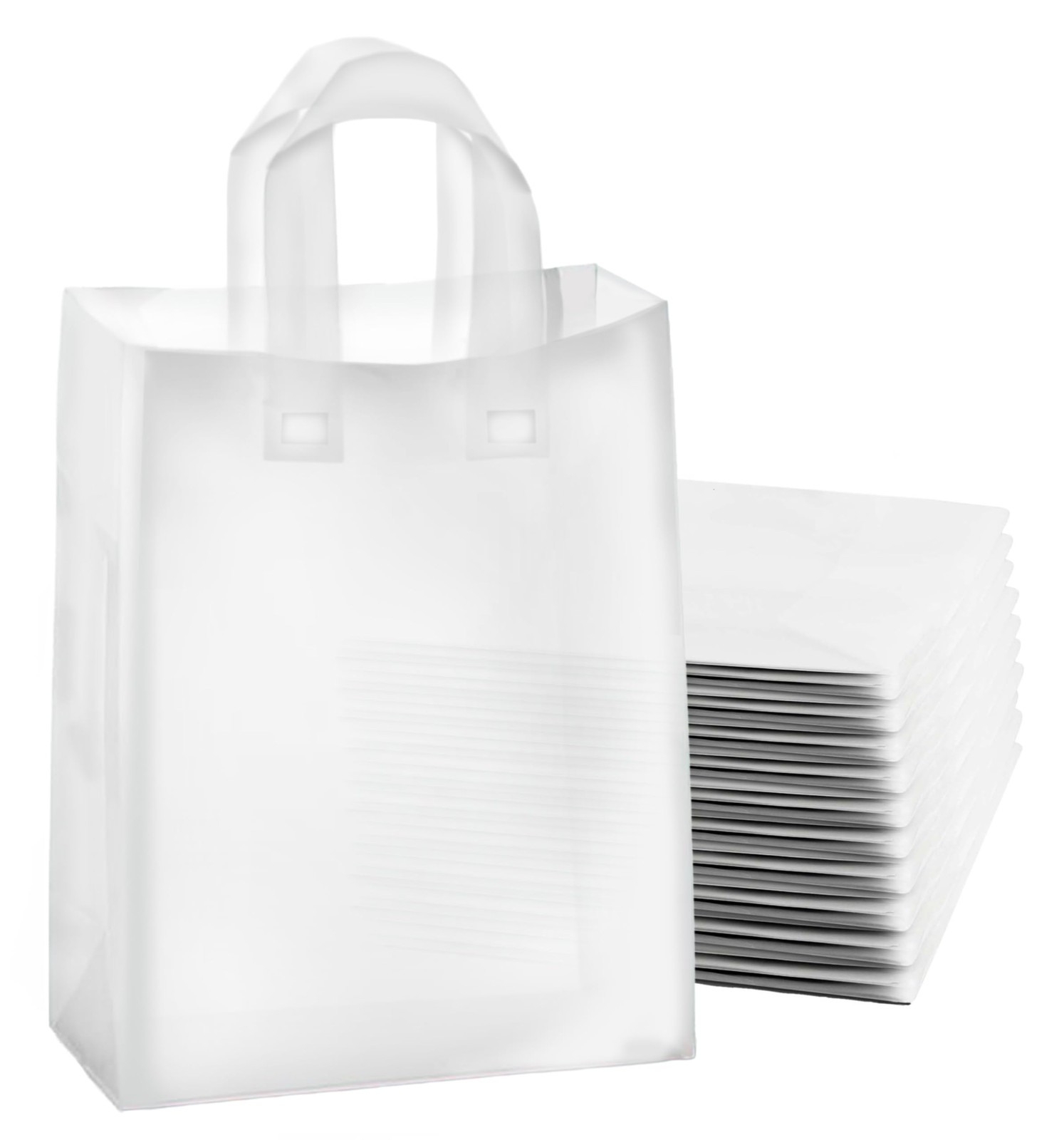 Frosted Shopping Bags with Handles and Cardboard Insert – 10″ W x 13 H ” x 5″…