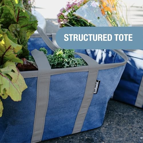 EcoBasket Collapsible Tote Basket – Reusable Grocery 30l – 1 Pack Blue/Gray
