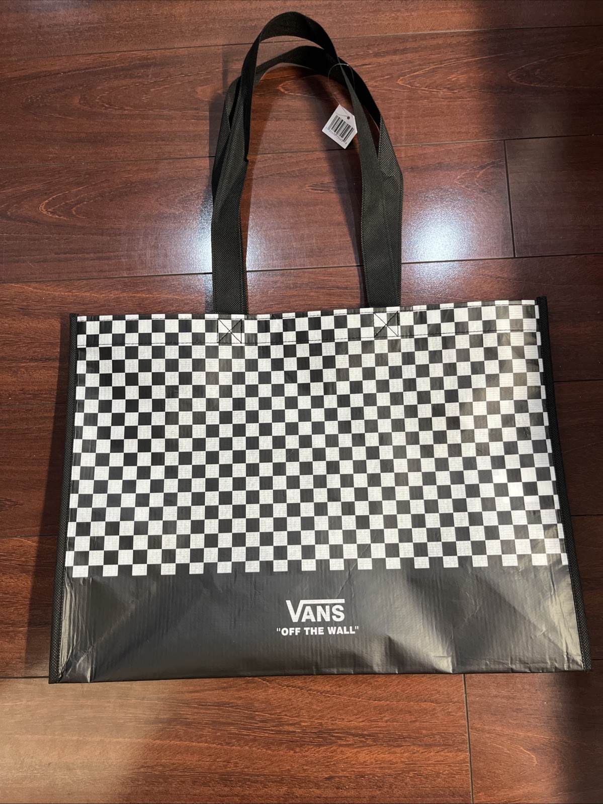 Vans Off The Wall Reusable Large Checkerboard Shopping Tote Bag 18x13x6 New Tag
