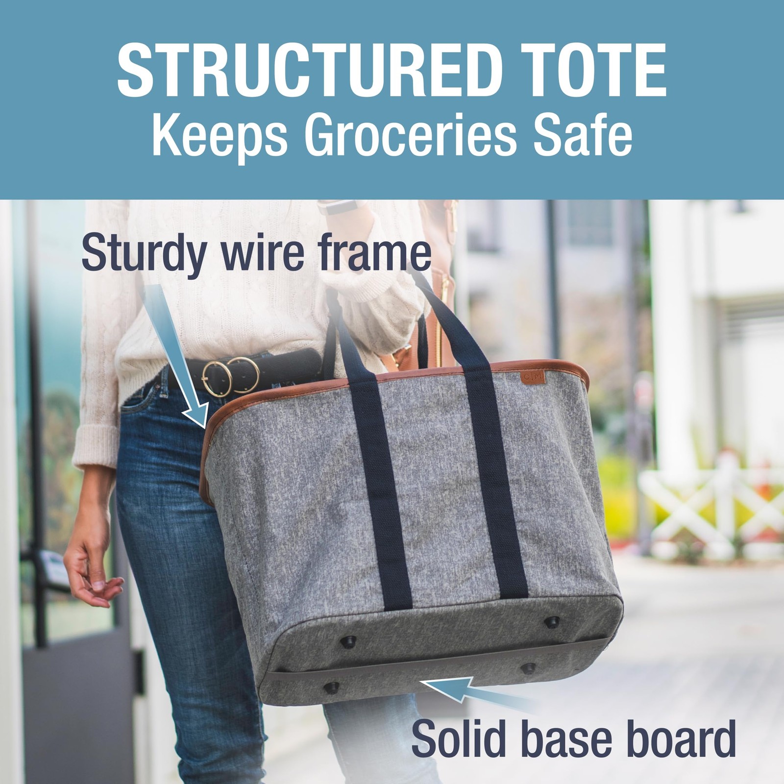 CleverMade Collapsible LUXE Tote – Gray Black 1 Pack 30L / 8Gal – Reusable Ut…