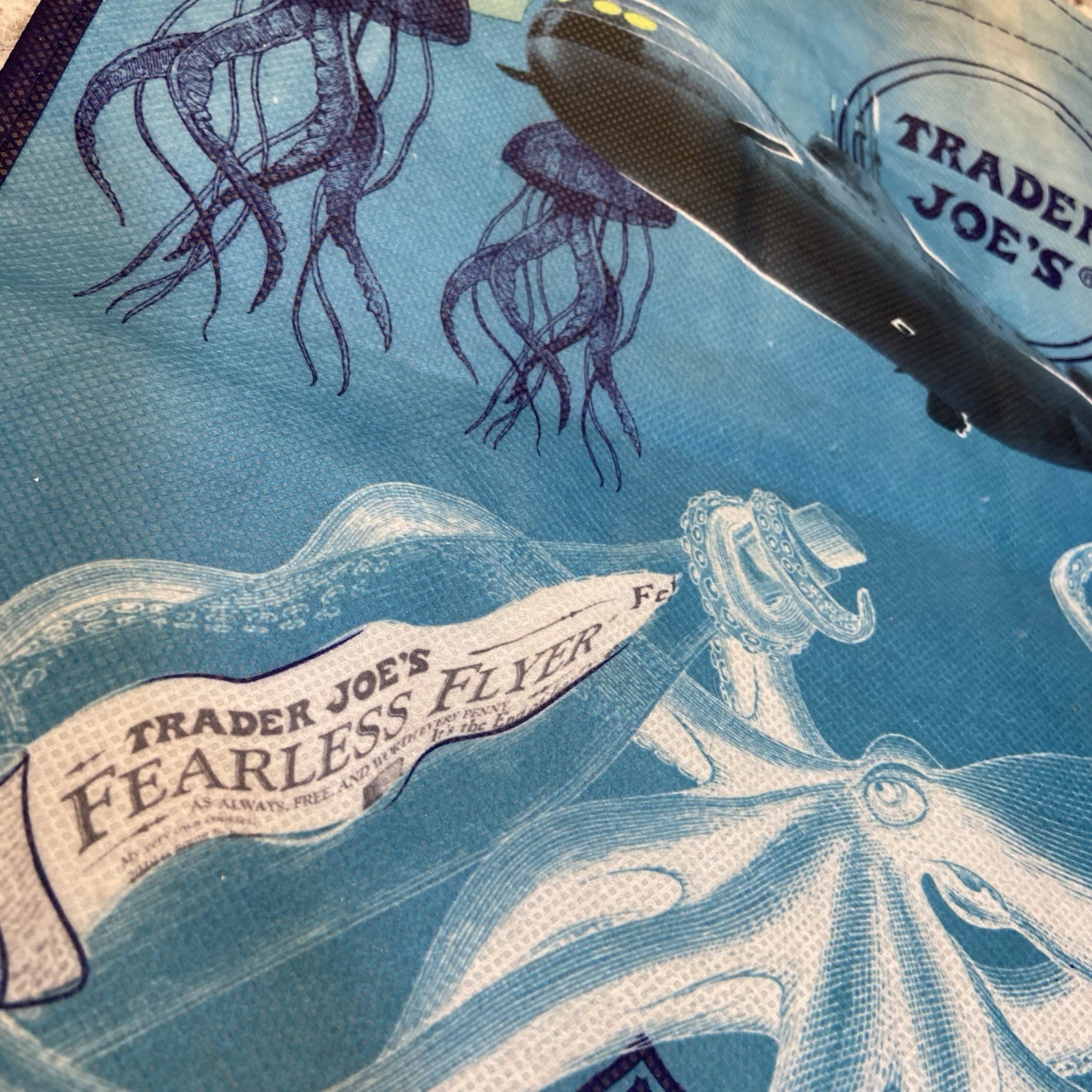 TRADER JOE’S Ocean Clown Fish Tote, Recycled Ocean Plastic, Reusable 16”x 12”