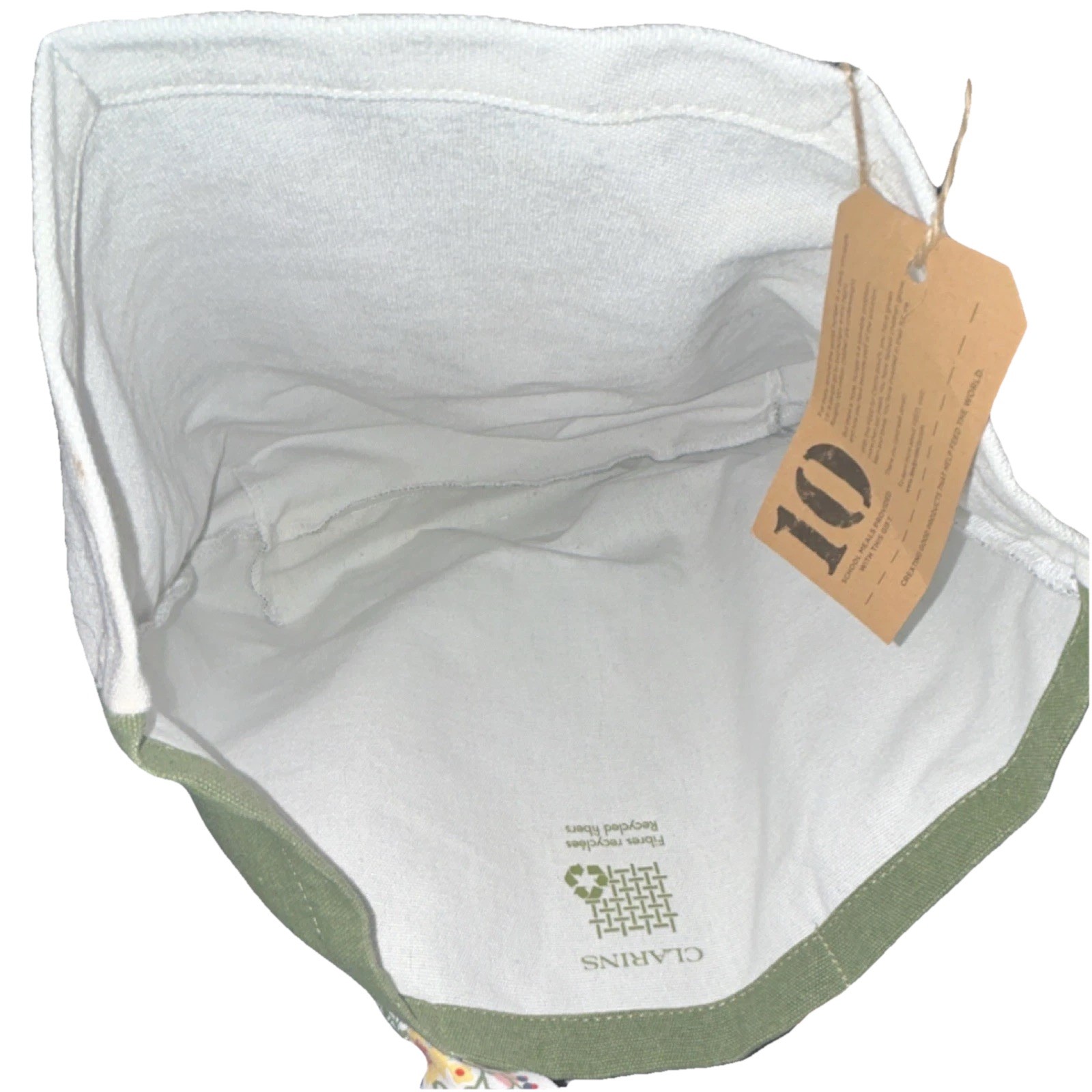FEED x Clarins Foldable Canvas Reusable Shopping Bag Green White Multicolor