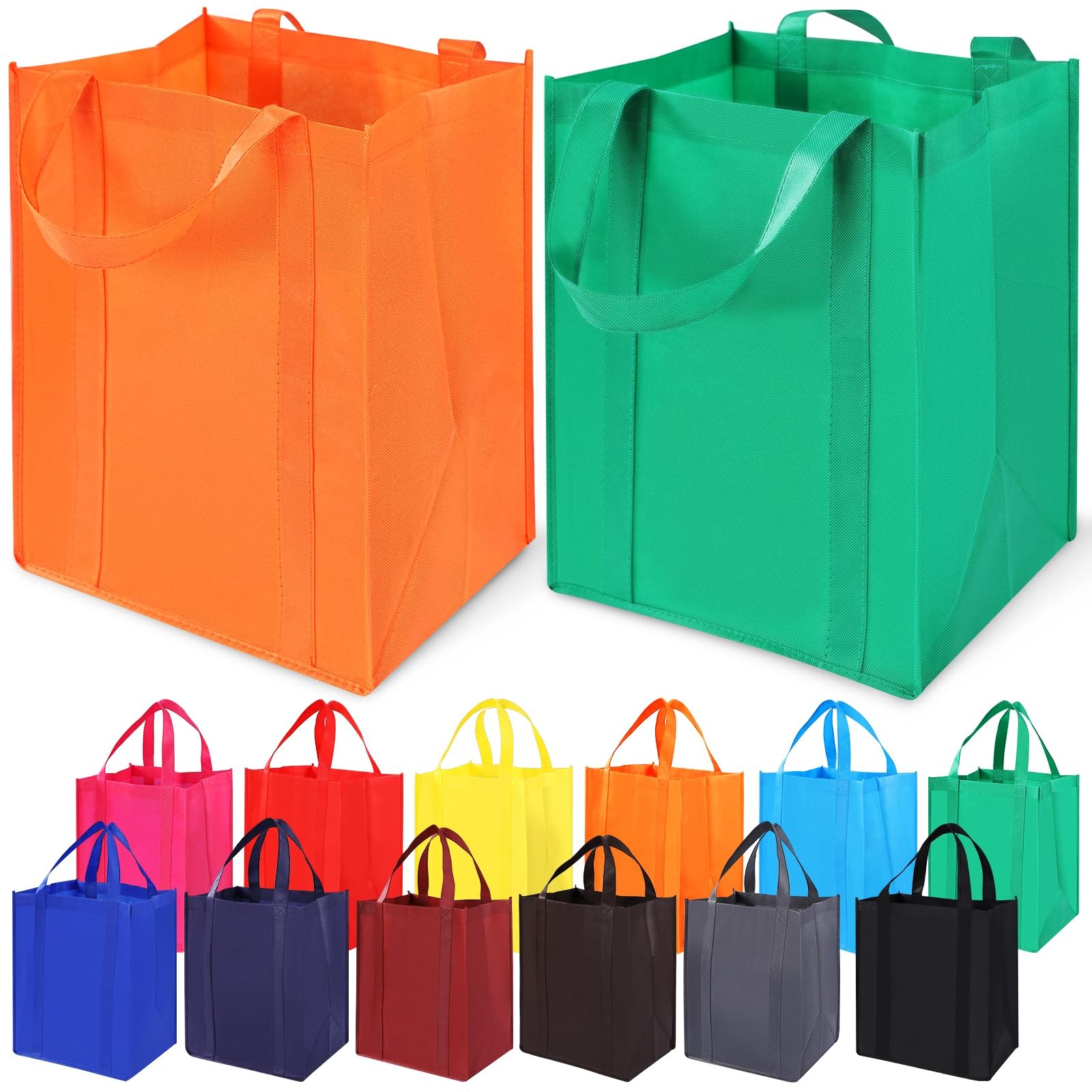 12 PCS Heavy Duty Reusable Grocery Bags Large Shopping Totes Holds 40 Lbs