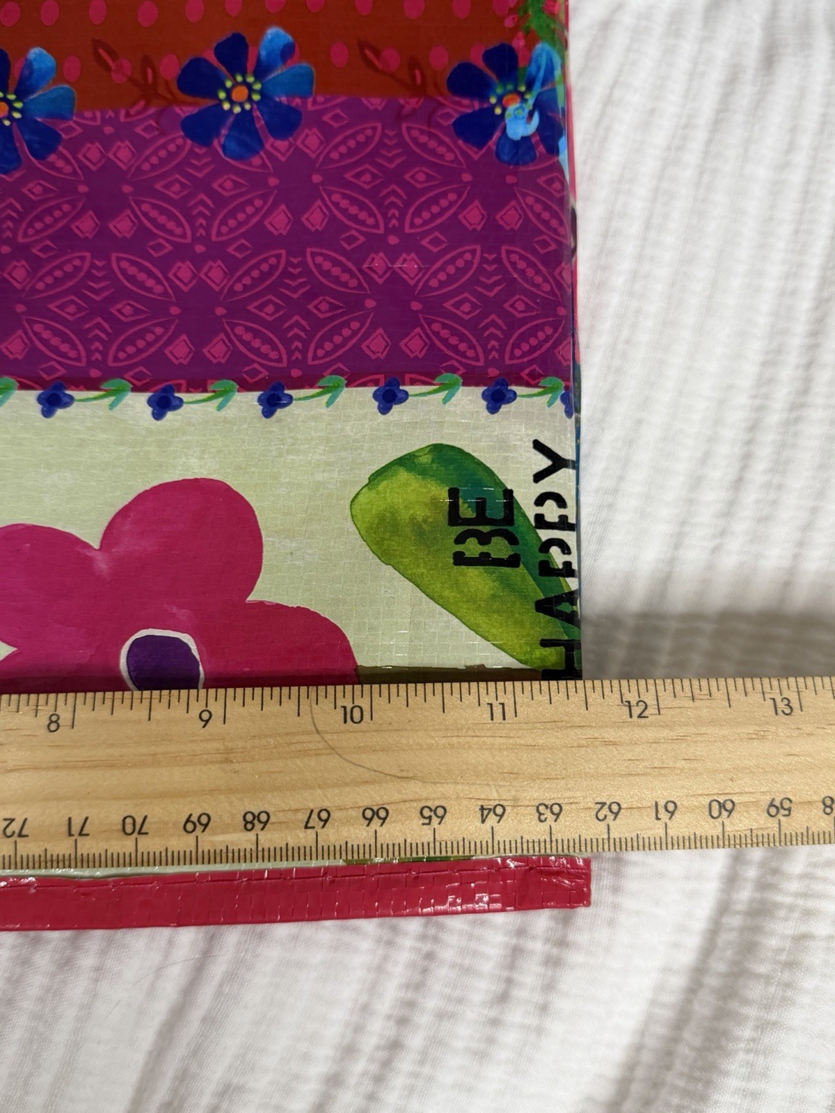 New Natural Life Multi Color Floral Carry All Patchwork Be Happy Tote Bag Boho