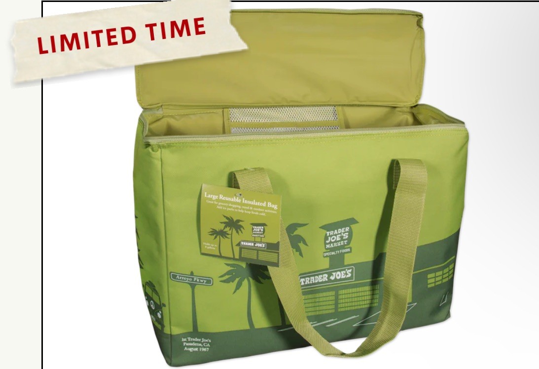 Trader Joe’s 8 Gallons Reusable Bag Cooler Large Insulated Tote Olive Green New