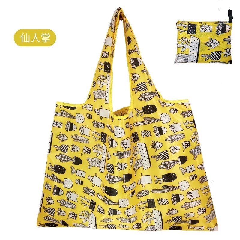 3 pc print waterproof 210D big grocery bag reusable strong foldable nylon bag