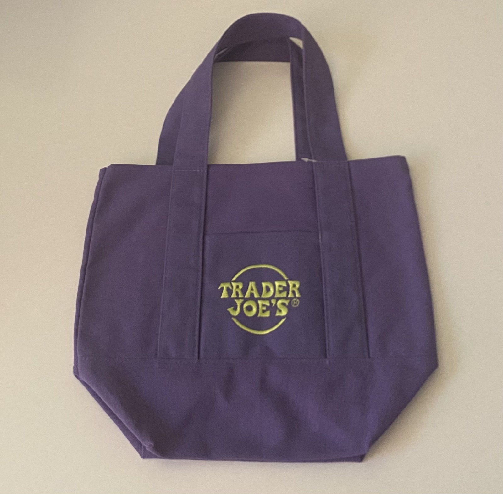 Trader Joes Mini Canvas Tote Bag Halloween Autumn Fall Purple Lavender