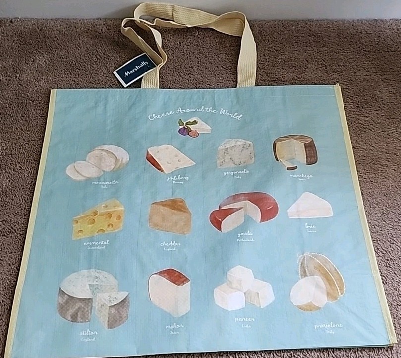Marshalls – Fancy Cheese Around The World – Large Reusable Shopping Eco Tote Bag