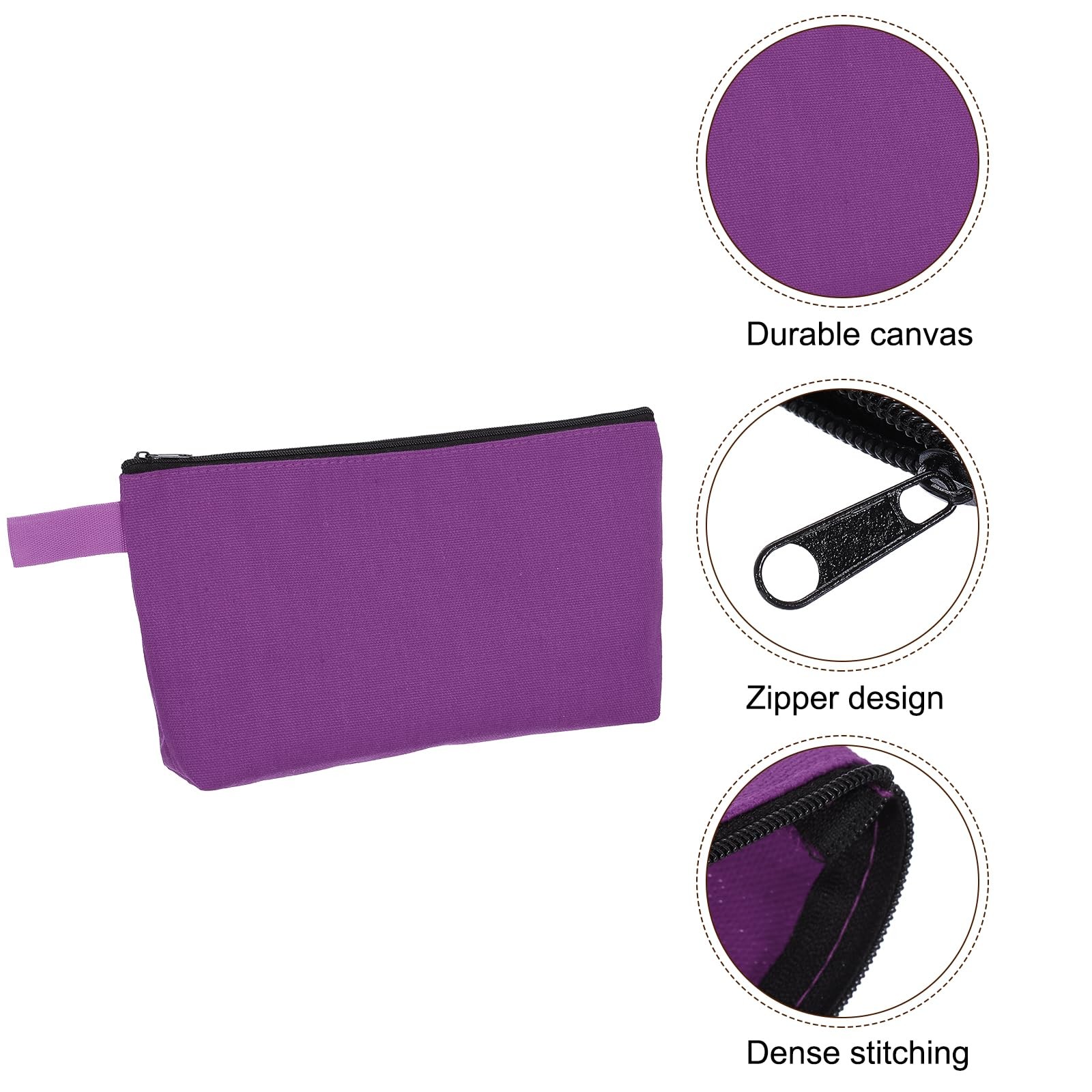uxcell Canvas Makeup Bags, 10 Pcs Travel Cosmetic Bags Bulk, Purple