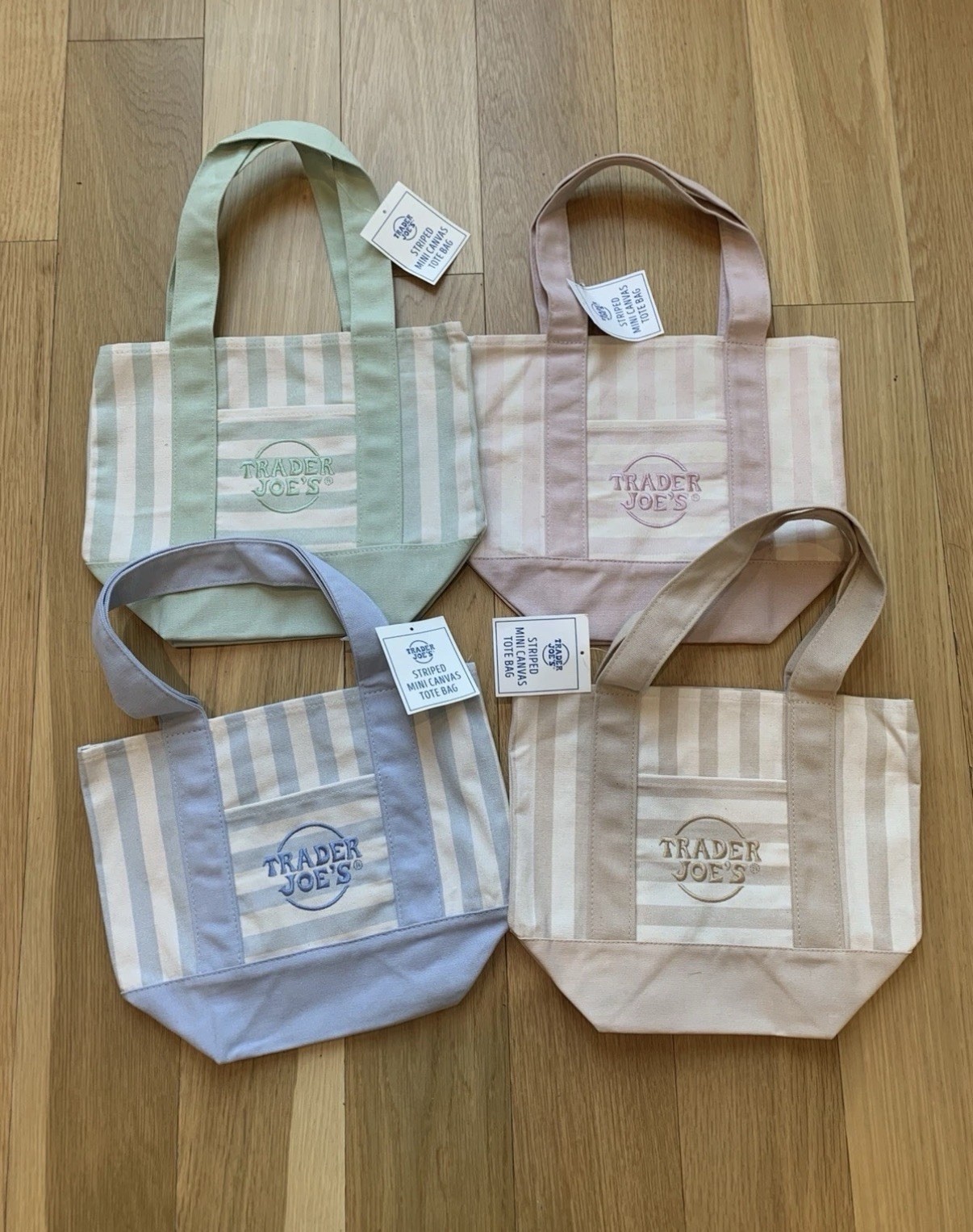 NWT Trader Joe Striped Canvas Mini Tote Set of 4 SUMMER 2026