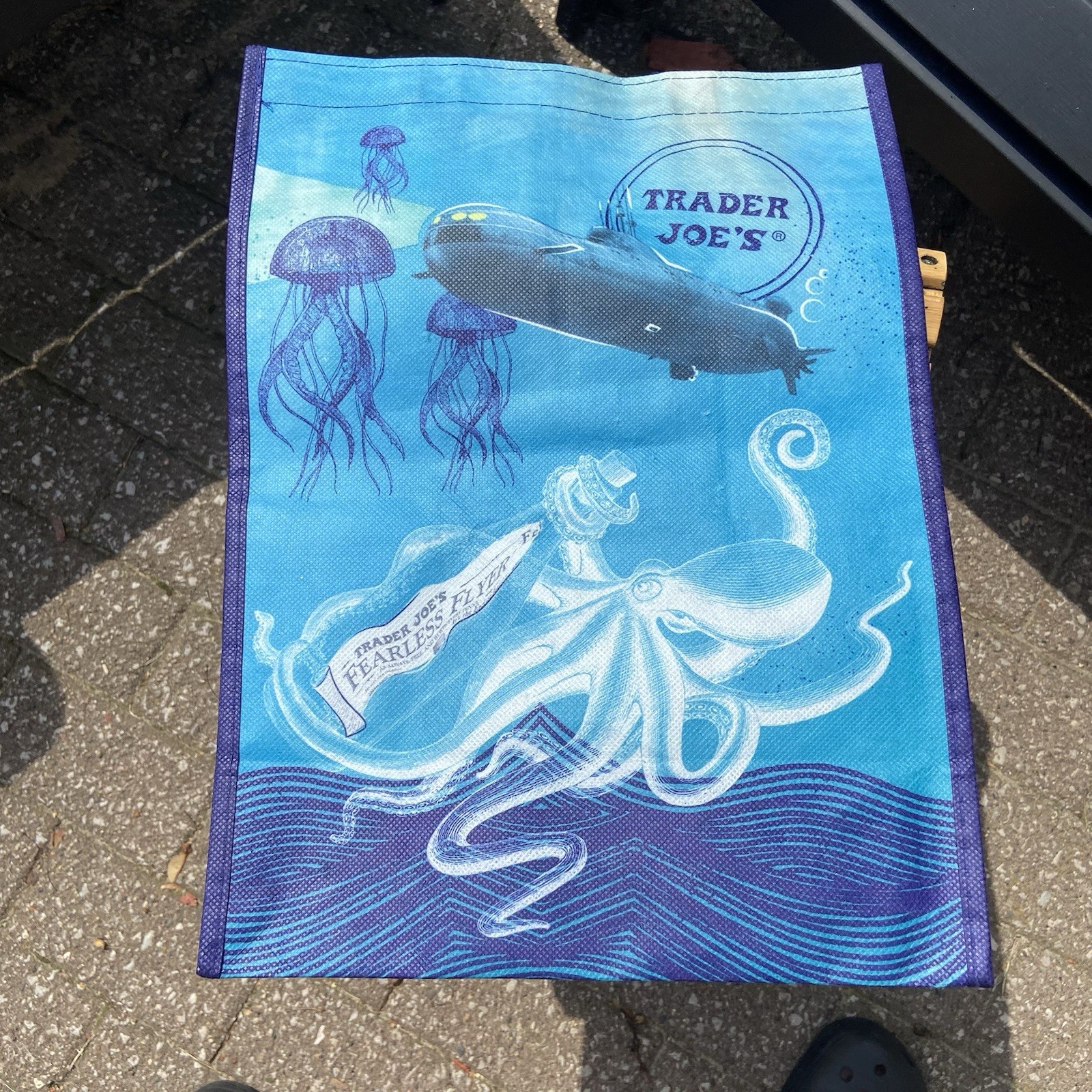 TRADER JOE’S Ocean Clown Fish Tote, Recycled Ocean Plastic, Reusable 16”x 12”