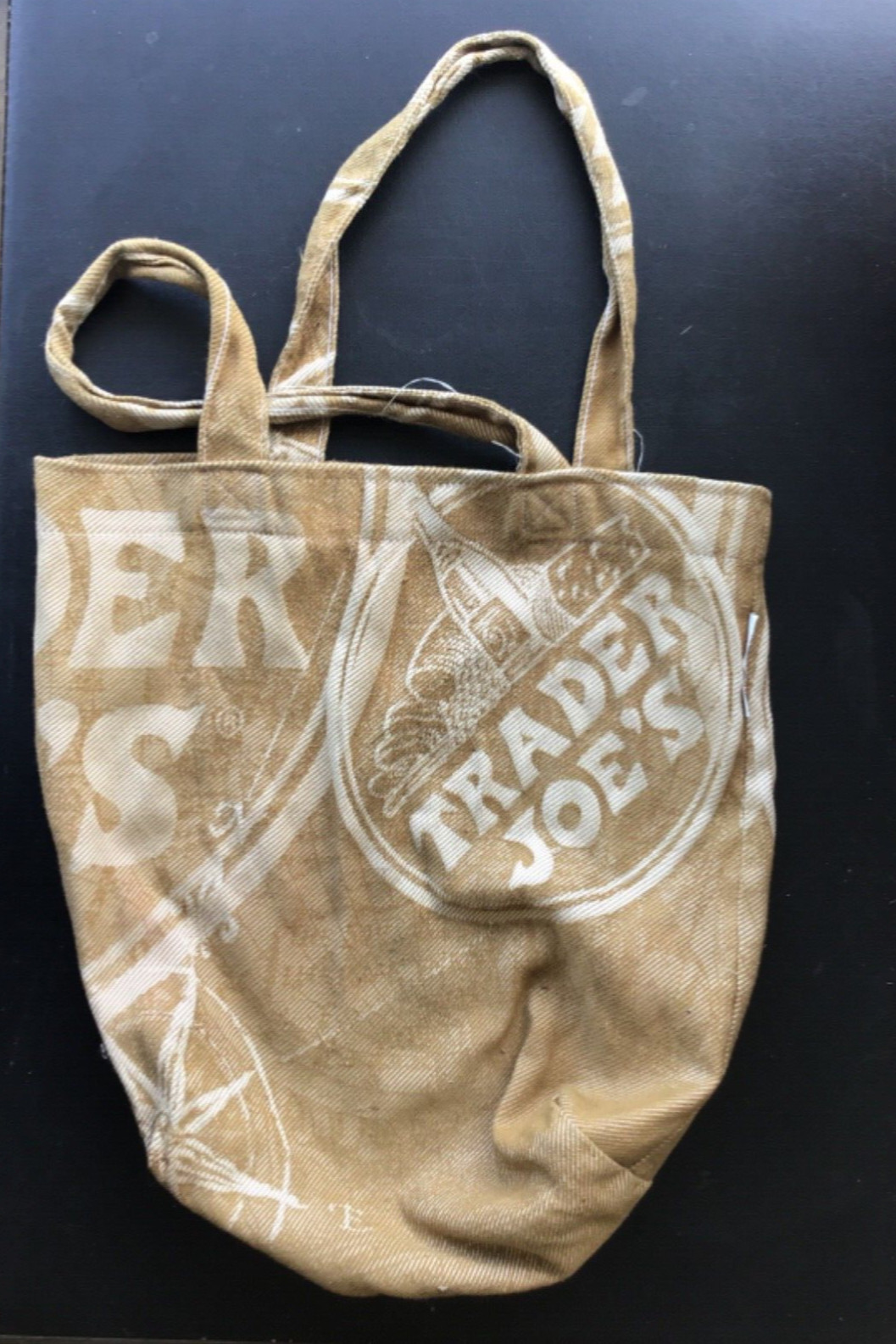 Trader Joe’s Very Rare Double Handle Canvas Logo Tan Tote Bag