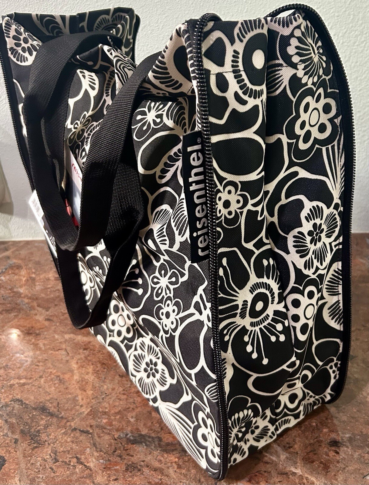 reisenthel Large Expandable ‘Shopper e3’ Tote Bag Black & White Floral, NWT