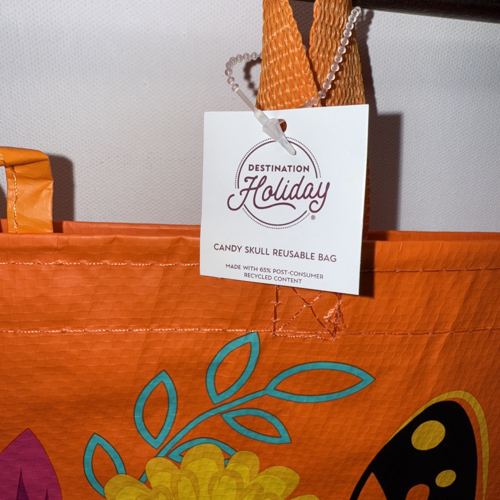 HEB Reusable Shopping Bag Large Dia De Los Muertos Sugar Skull Orange Tote NEW