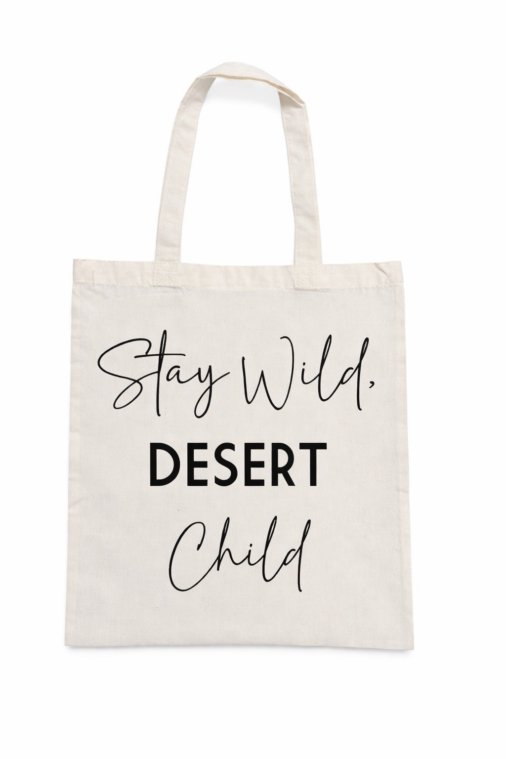 Canvas Reusable Shopping Tote Bag Beige Text Reinforced Handles 15.7x13x8.3 in