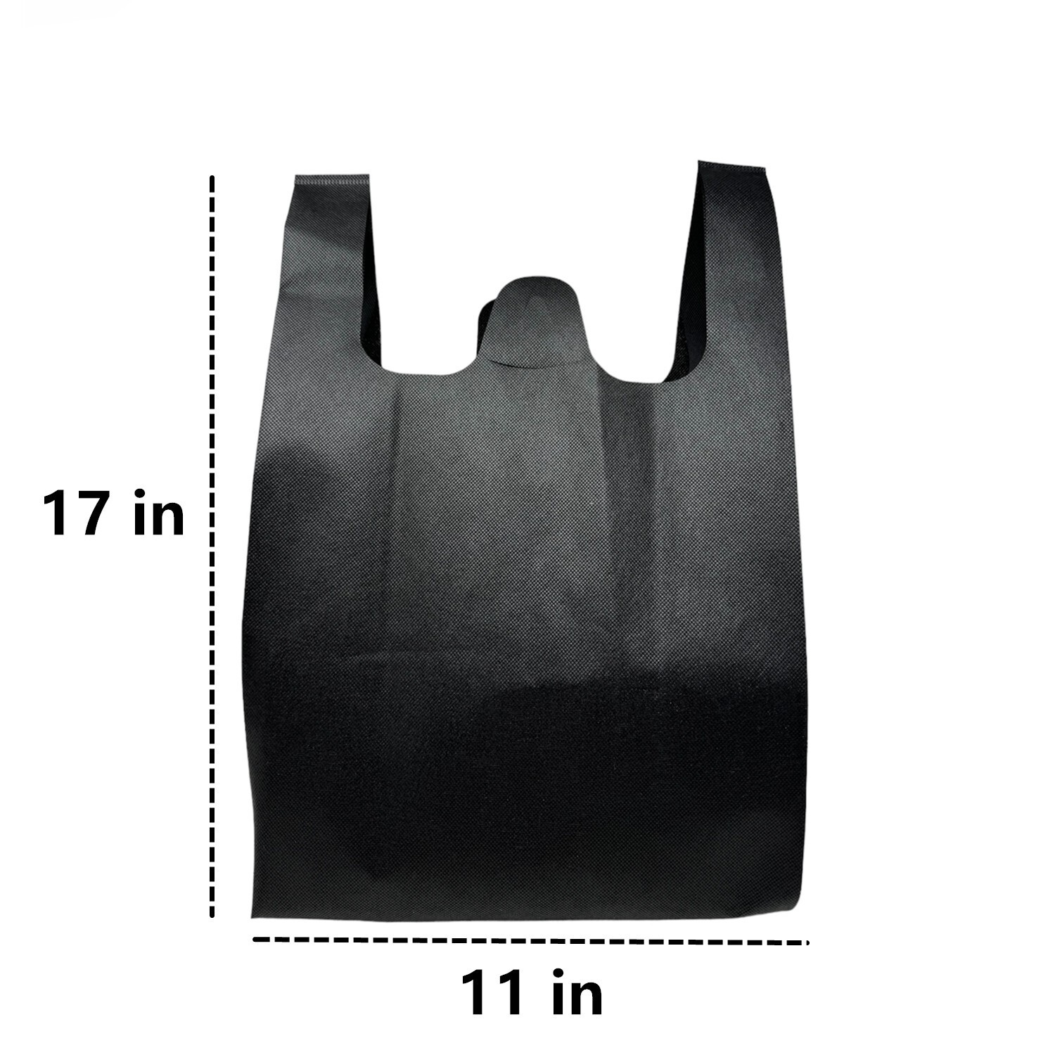 10Pcs Non Woven Reusable Grocery Shopping Tote Bags Recycled Black 11″x17″