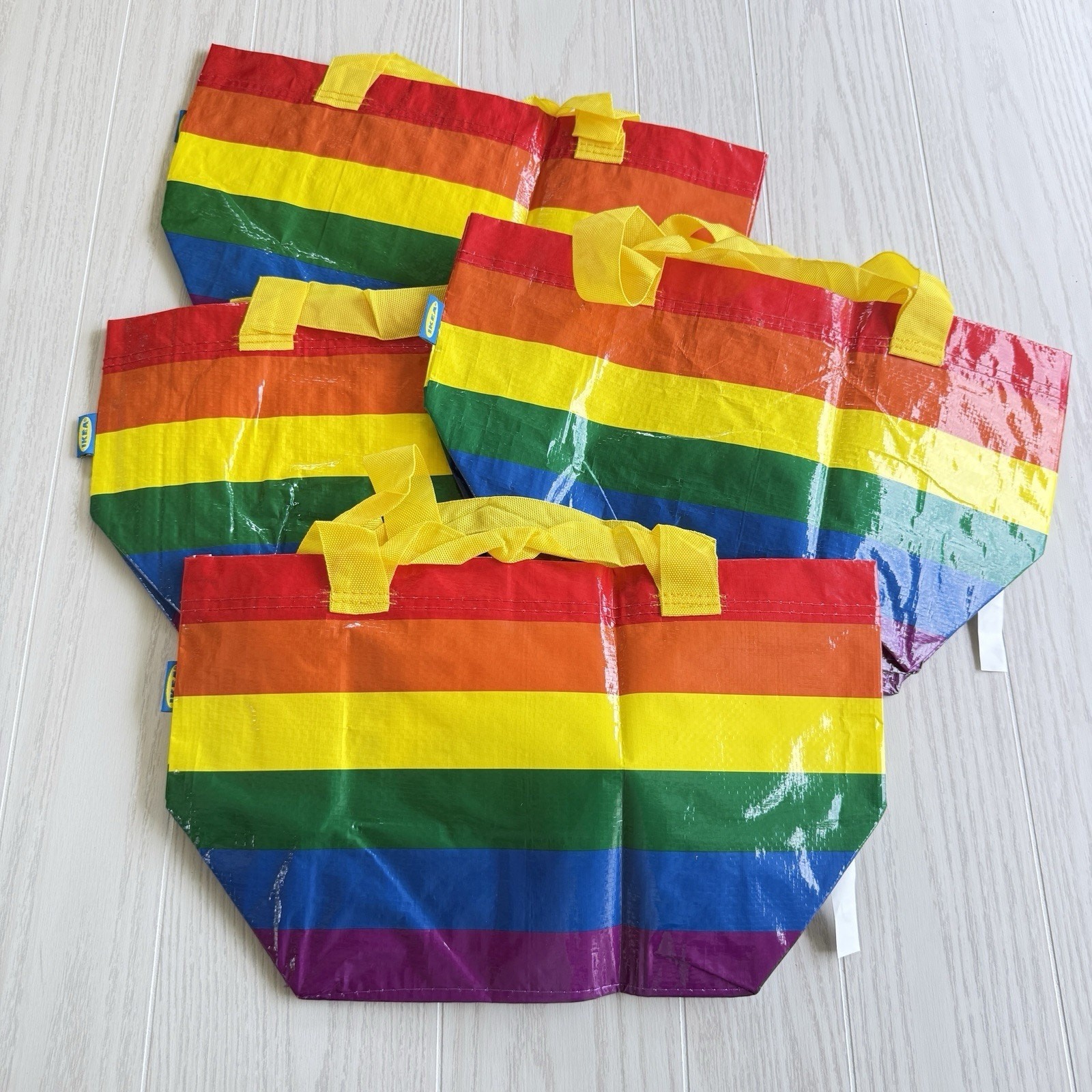 Ikea Lot of 4 Storstomma Small Rainbow Totes – Reusable Pride Bags 404.848.35
