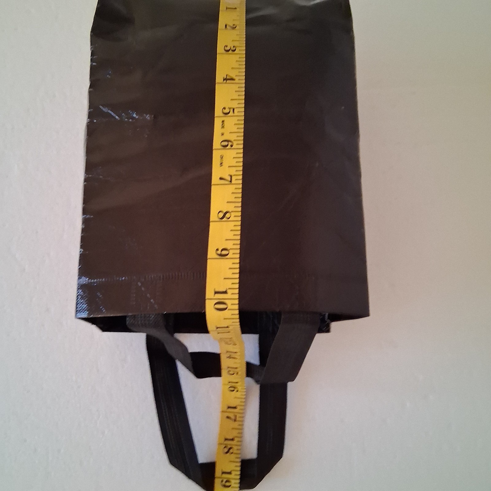 Glossy Black Reusable Tote Laminated Shopping / Gift Bag Chic Wet Look Gusseted