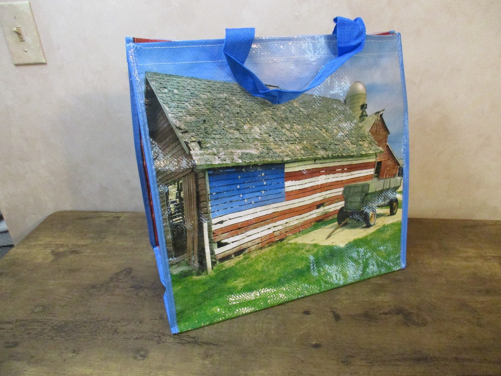 PATRIOTIC USA American Farm Heavy Duty Reusable Tote Shopping Bag 16″ X 16″ X 9″