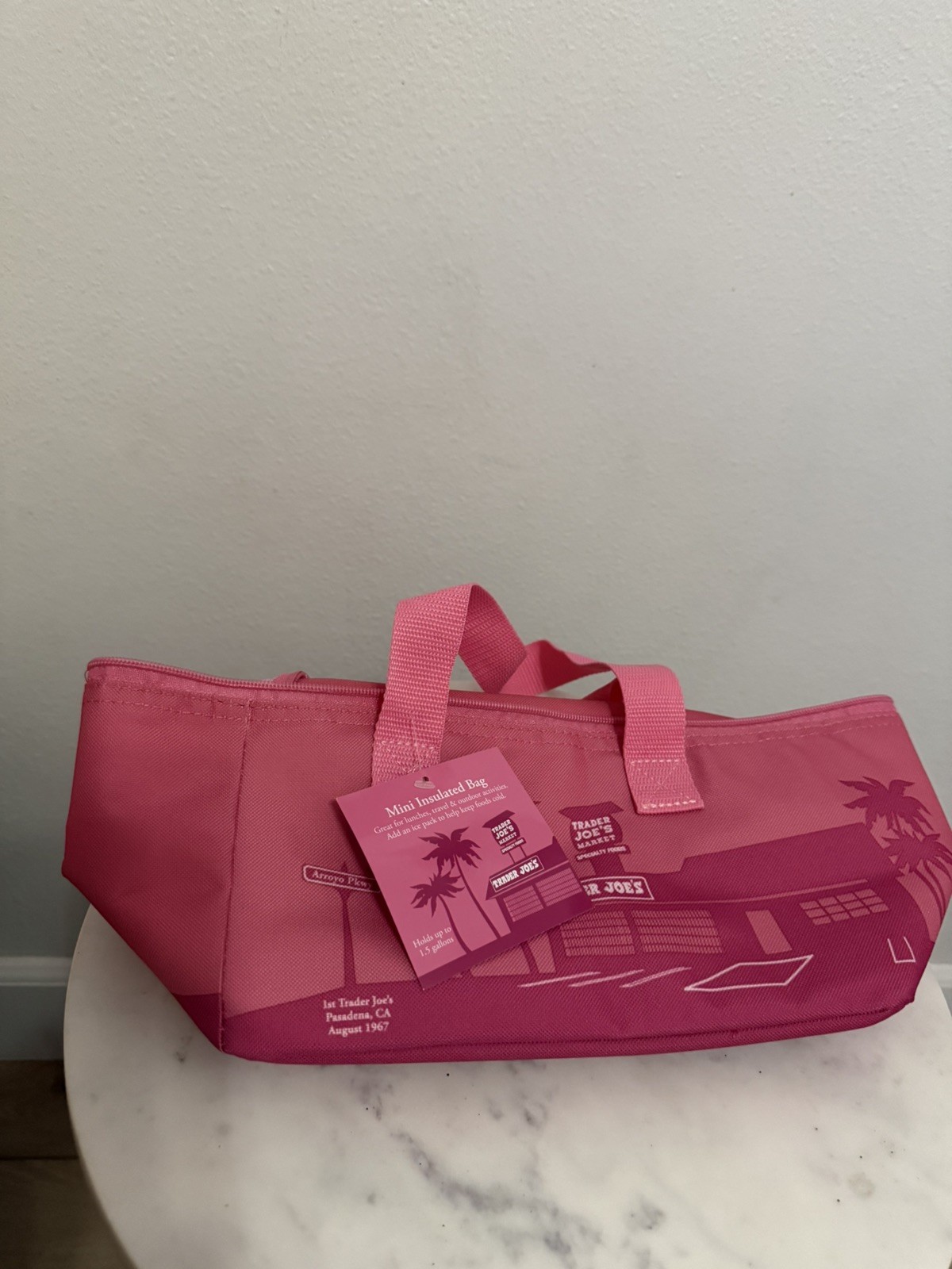 Trader Joe’s Mini Insulated Tote Bag Pink Trader Joes Cooler Bag New