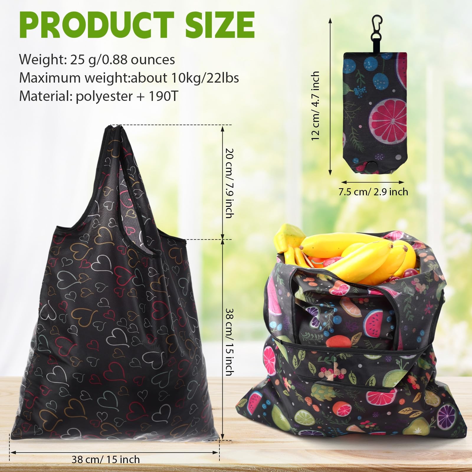 24 Pcs Foldable Reusable Shopping Bag Recycle Travel Grocery Bag Fold to Pock…