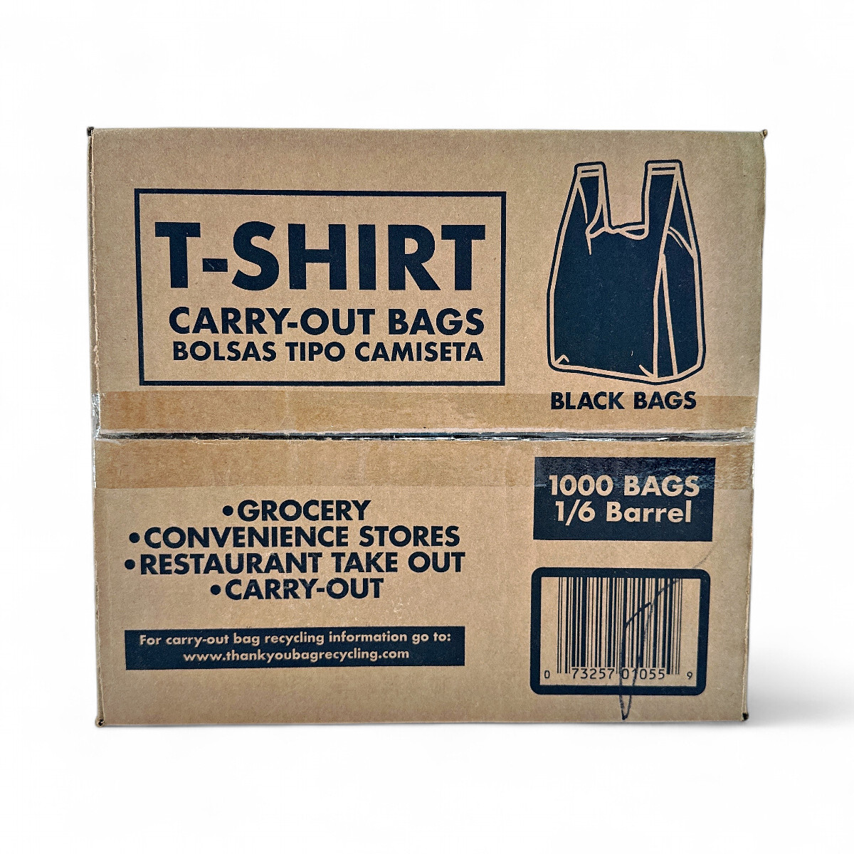Poly-America T-Shirt Carry-Out Bags Black 11.5″ x 6.5″ x 22″ – 1,000 Count