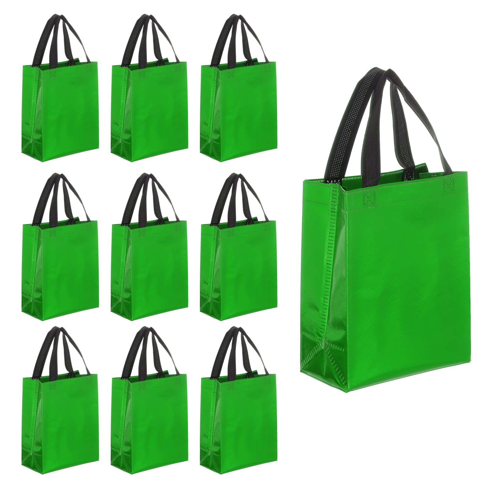 12Pcs Reusable Gift Bags with Handles 7.9 x 9.8 Inch Dark Green