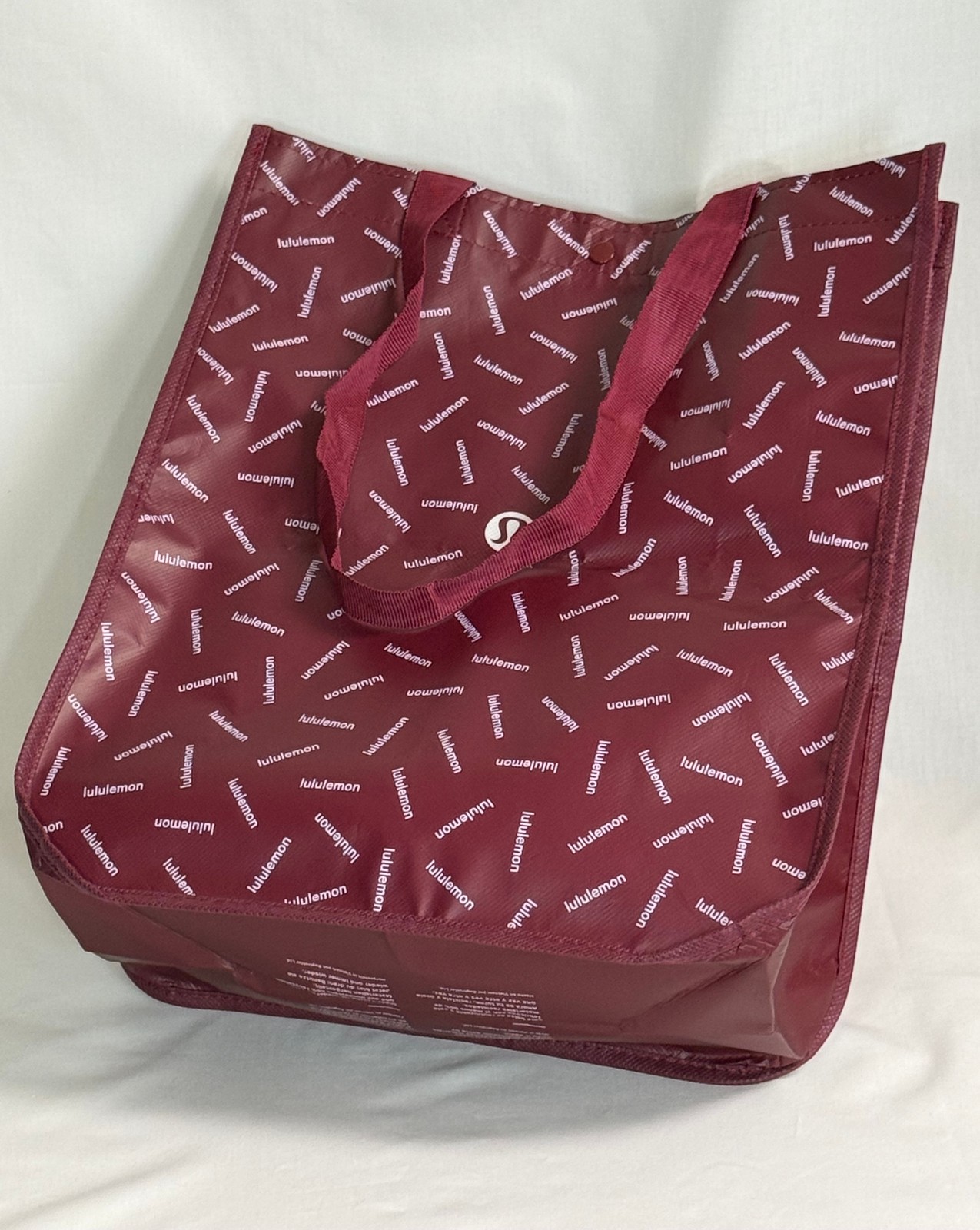 Lululemon Large Reusable Shopping Tote Bag w/ Nylon Handle – Burgundy – New
