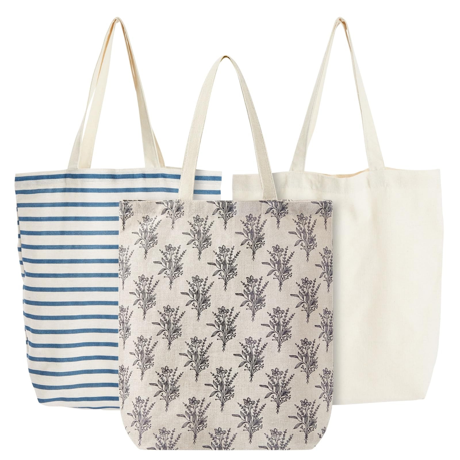 Juvale Canvas Tote Bag Set – Durable Polycotton Fabric Grocery Small, Multi