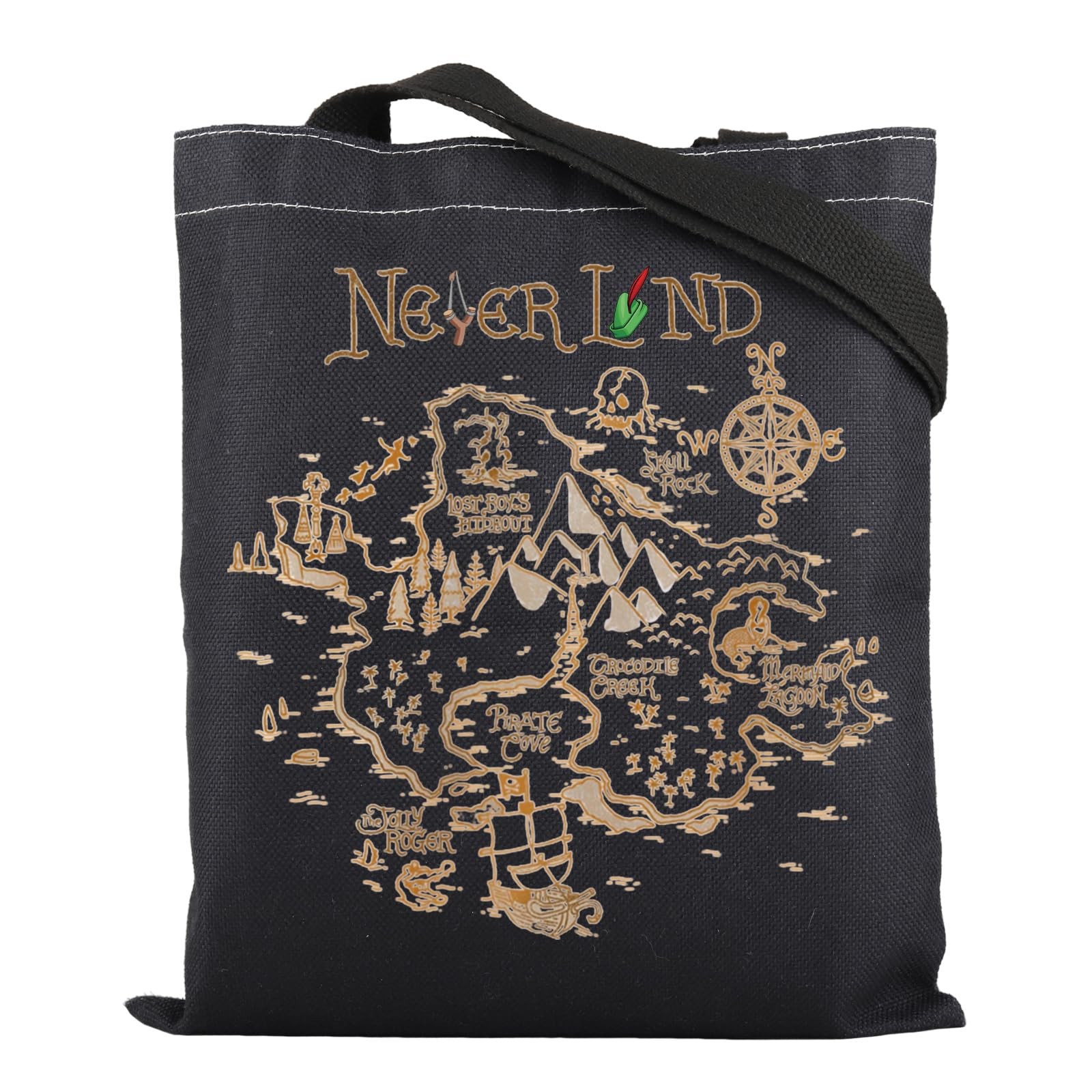Peter Map Handbag Trip Shoulder Never Grow Up Reusable Grocery Tote Bag