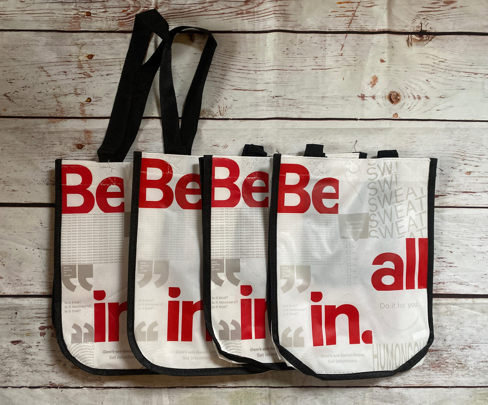 LOT/4 SMALL Lululemon Reusable Shopping Bags Be All In – White