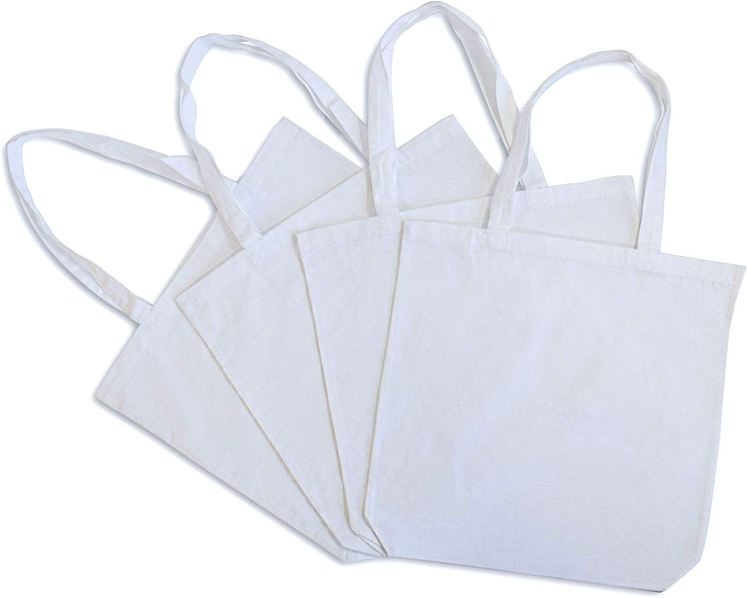 ZENPAC Canvas Bags with Handles – 4 Pack Organic Cotton Totes