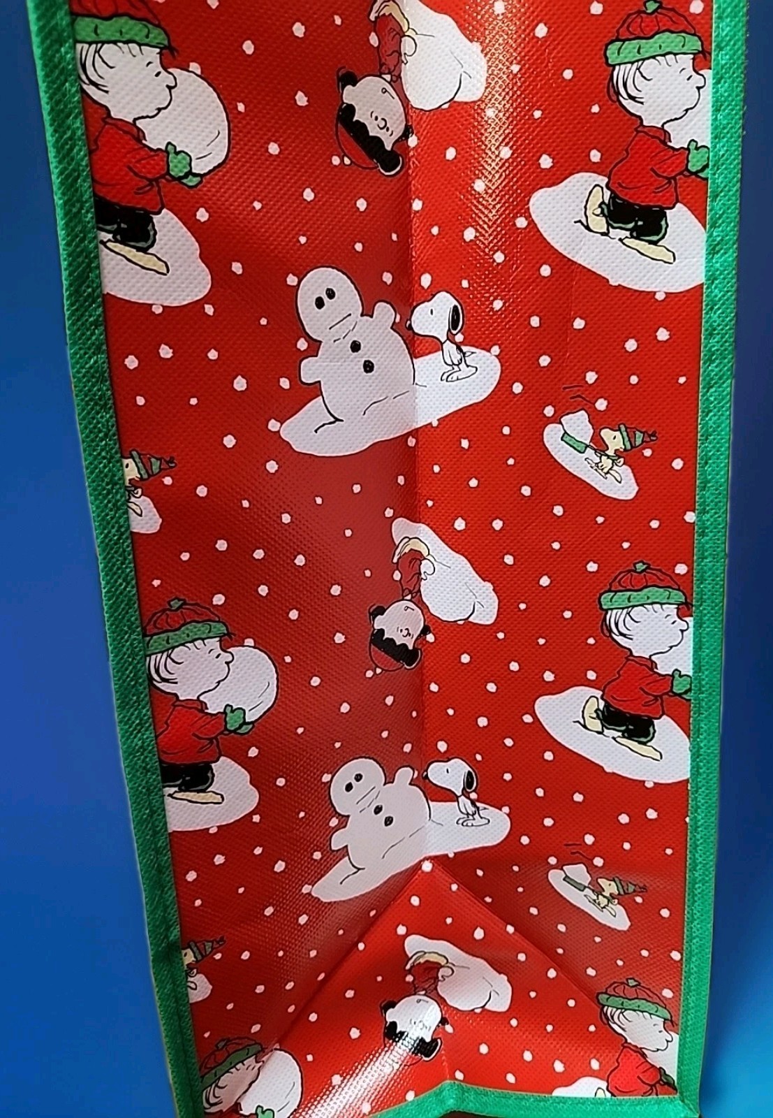 Peanuts Snoopy & Woodstock Christmas Sleding XLarge polyester Tote Bag 19.5×17