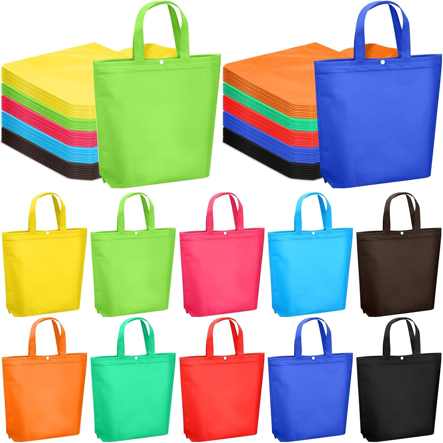 100 Pcs Reusable Grocery Bags Bulk Shopping Tote with Handle Non Woven Portable