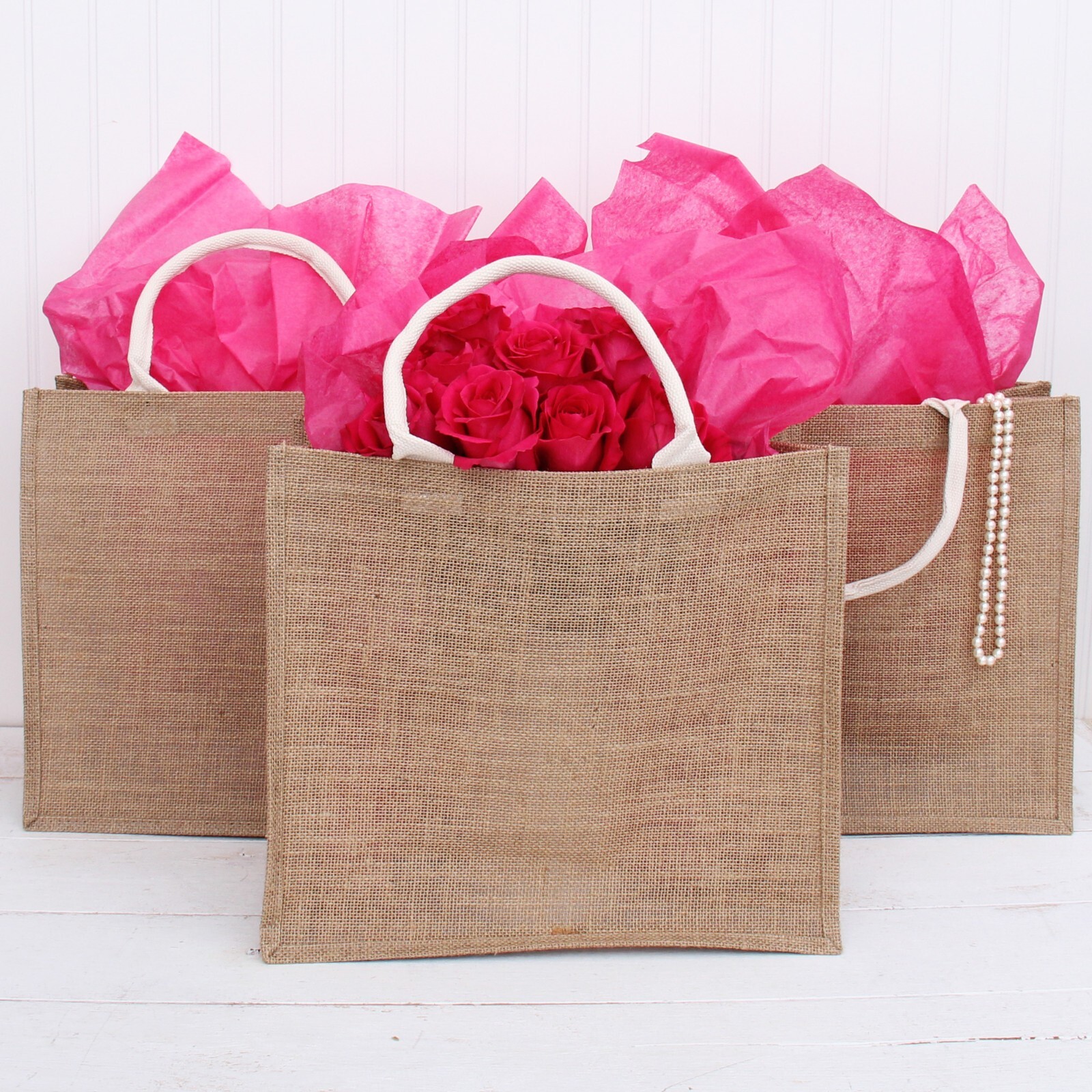Threadart Jute Tote Bags Fine Burlap Reusable Bridal Shopping Beach – Bulk Packs